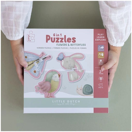 6 in 1 Puzzles Flowers & Butterflies