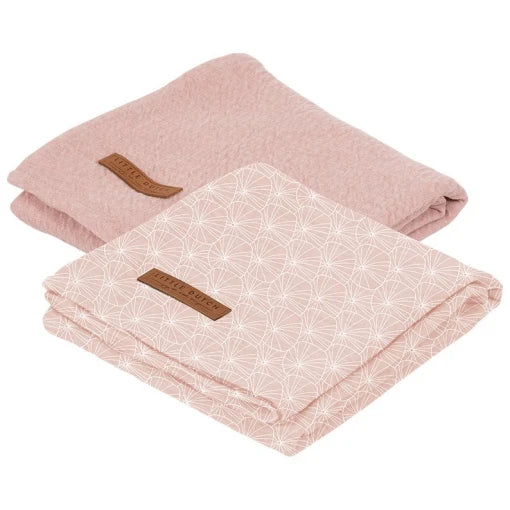 Muslin cloths 70 x 70 Lily Leaves Pink/Pure Pink