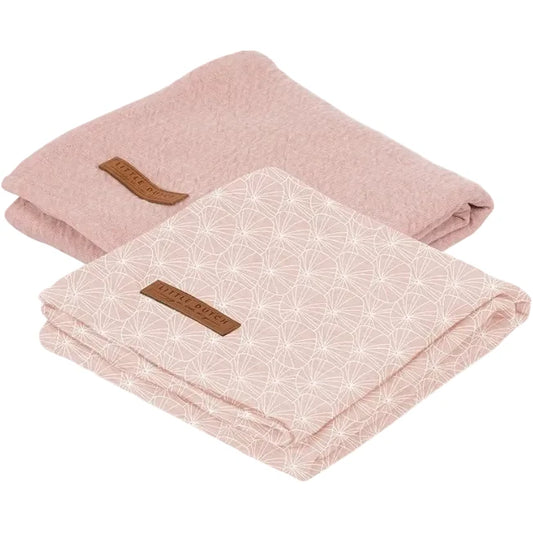 Muslin cloths 70 x 70 Lily Leaves Pink/Pure Pink