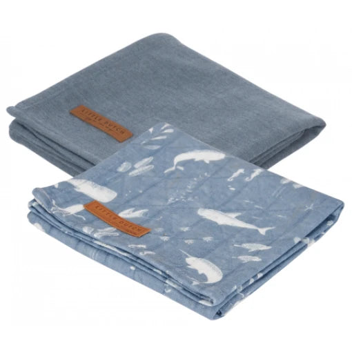 Muslin cloths 70 x 70 Ocean Blue/Pure Blue