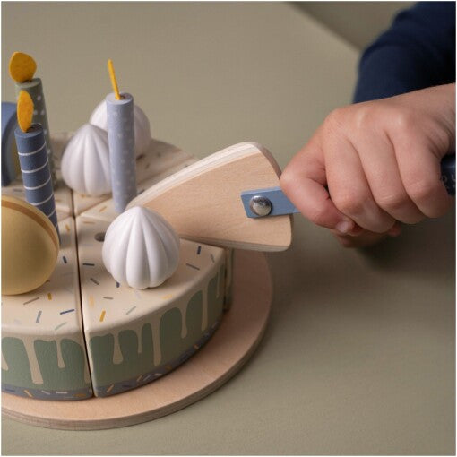 Wooden birthday cake Blue