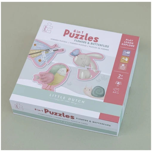 6 in 1 Puzzles Flowers & Butterflies