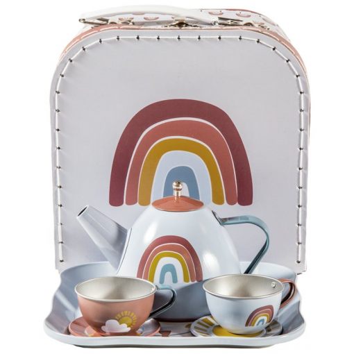 Tea Set in basket Rainbow