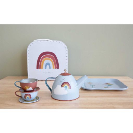 Tea Set in basket Rainbow