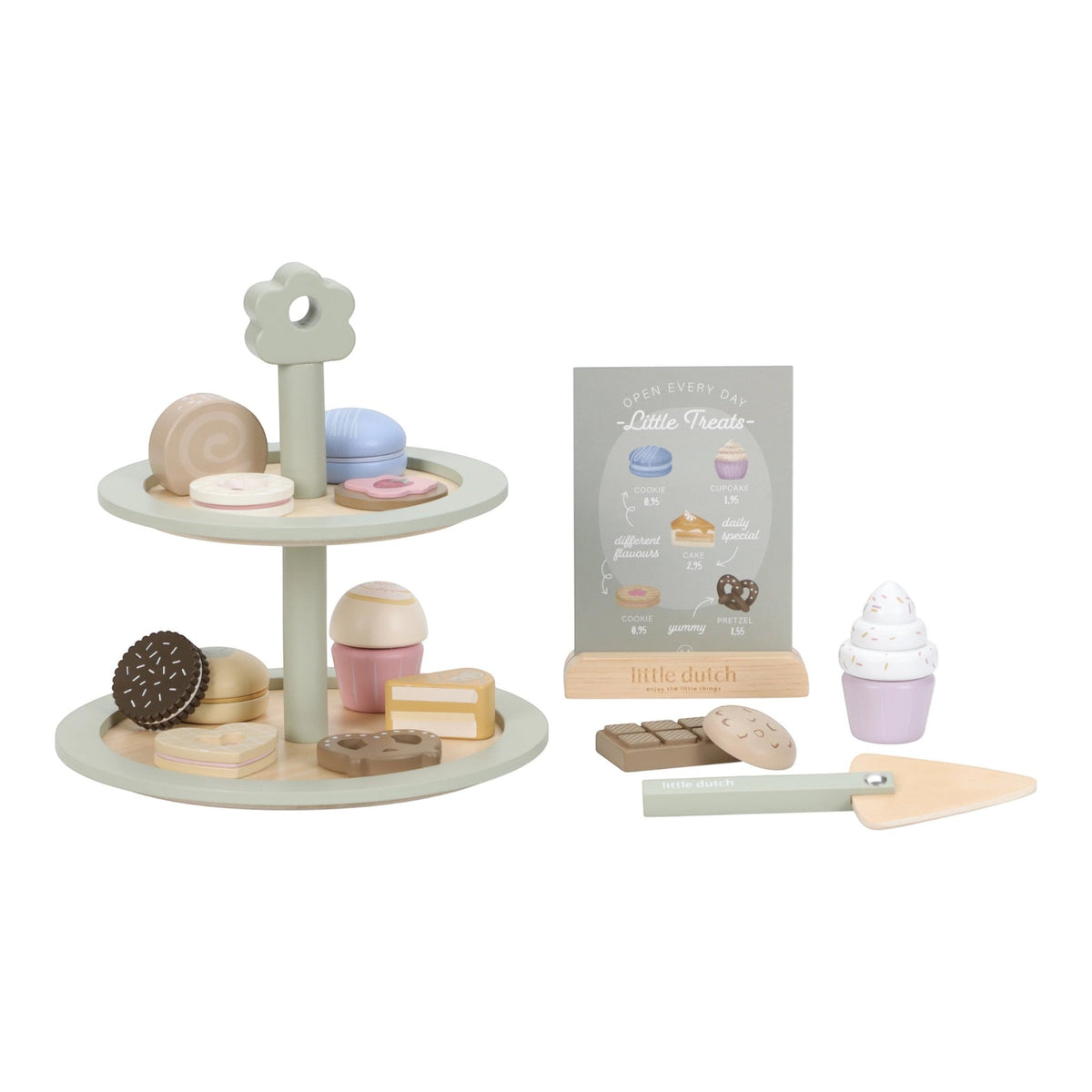 Wooden two-tiered dessert platter