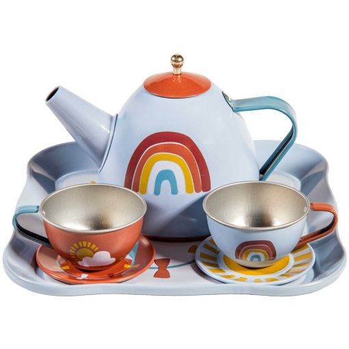 Tea Set in basket Rainbow