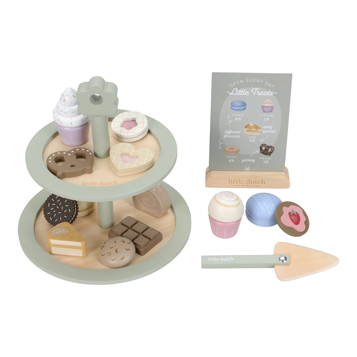 Wooden two-tiered dessert platter