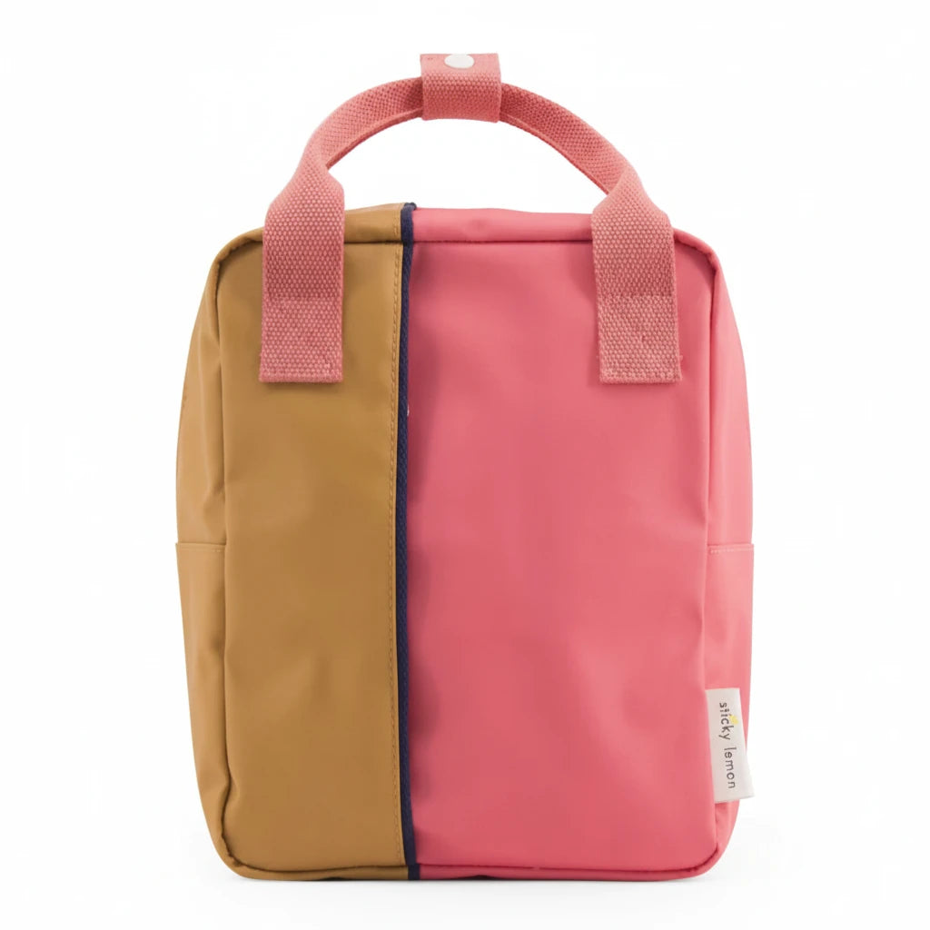 Small backpack vertical – watermelon pink | caramel fudge