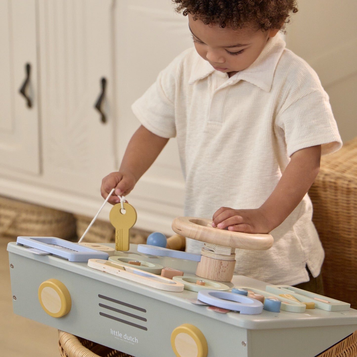 Wooden activity board-steering wheel