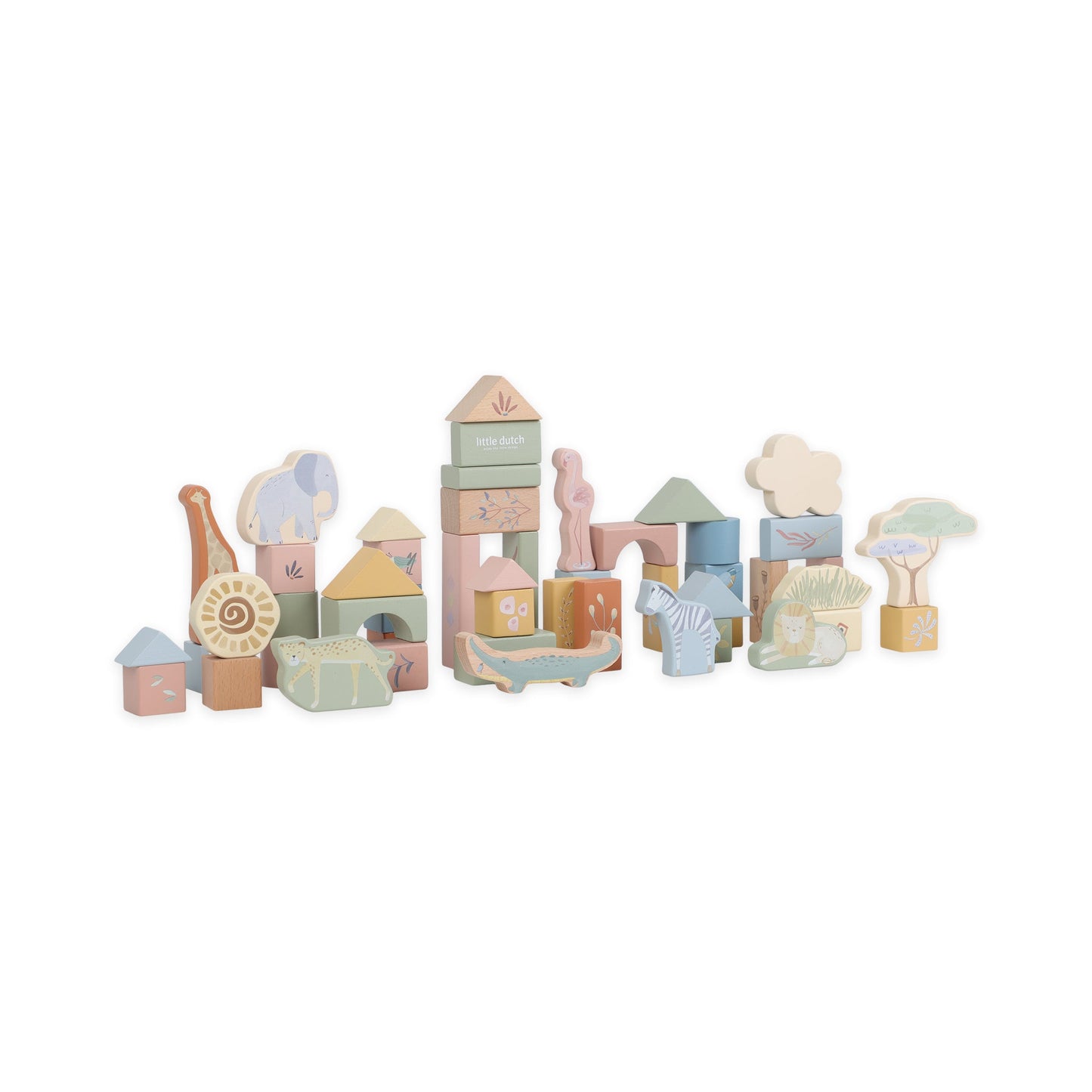 Safari Friends wooden building blocks set