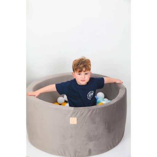 Grey Velvet Ball Pit 90×40 | Rainbow Blues