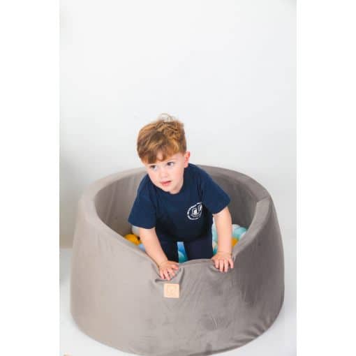 Grey Velvet Ball Pit 90×40 | Rainbow Blues