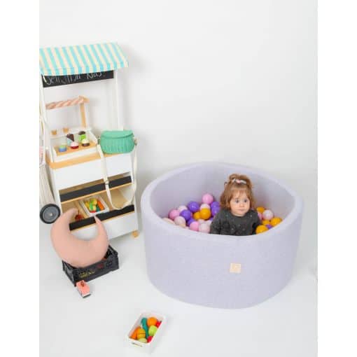 Grey Ball Pit 90×40 | Violet/Pinks/Mustard