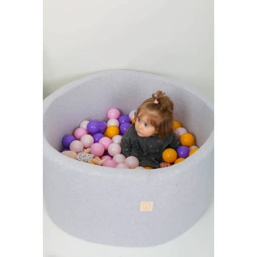 Grey Ball Pit 90×40 | Violet/Pinks/Mustard