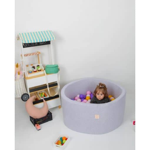 Grey Ball Pit 90×40 | Violet/Pinks/Mustard