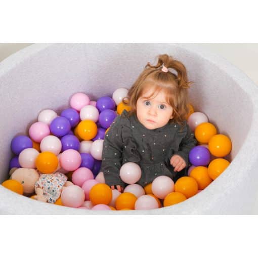 Grey Ball Pit 90×40 | Violet/Pinks/Mustard