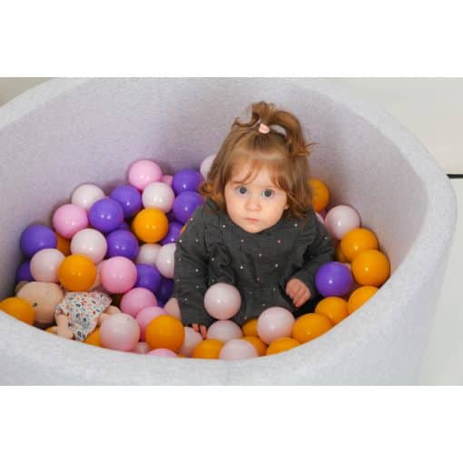 Grey Ball Pit 90×40 | Violet/Pinks/Mustard