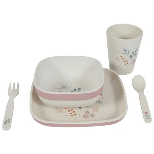 Bamboo kids tableware set pink