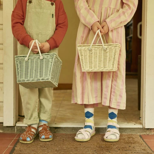 Piki Rattan Basket – Vintage Blue