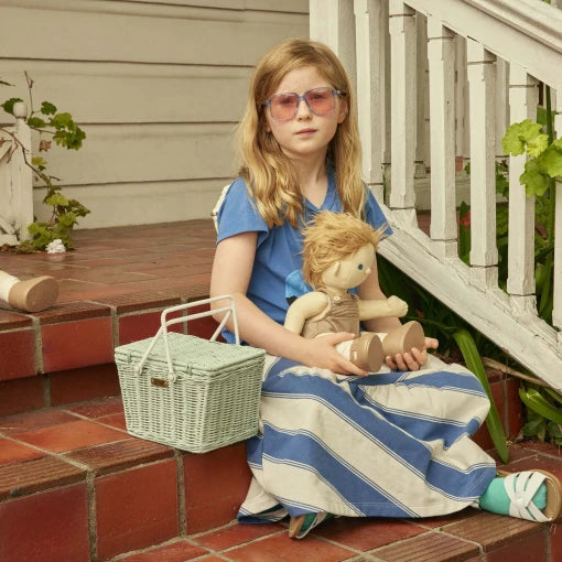 Piki Rattan Basket – Vintage Blue