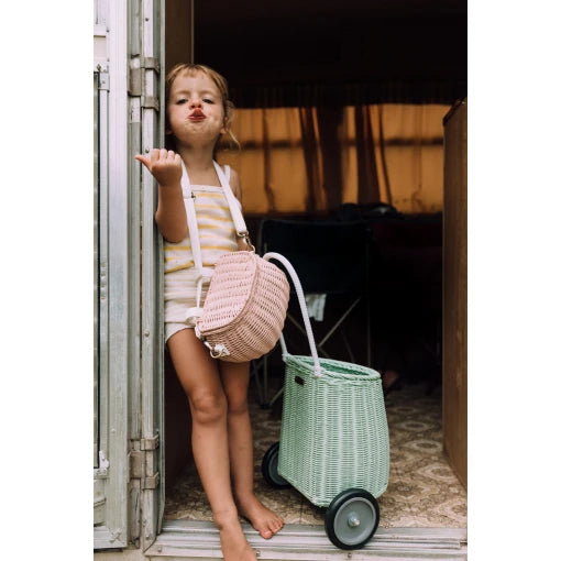 MINI CHARI RATTAN BAG-ROSE