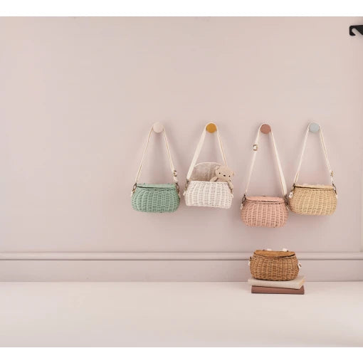 MINI CHARI RATTAN BAG-ROSE