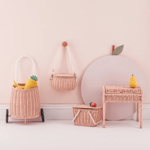 MINI CHARI RATTAN BAG-ROSE