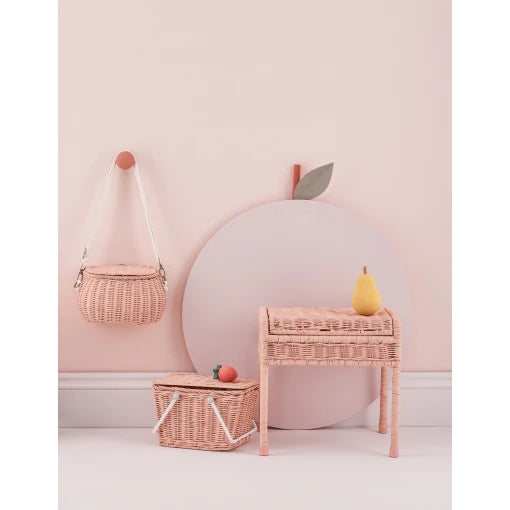 MINI CHARI RATTAN BAG-ROSE