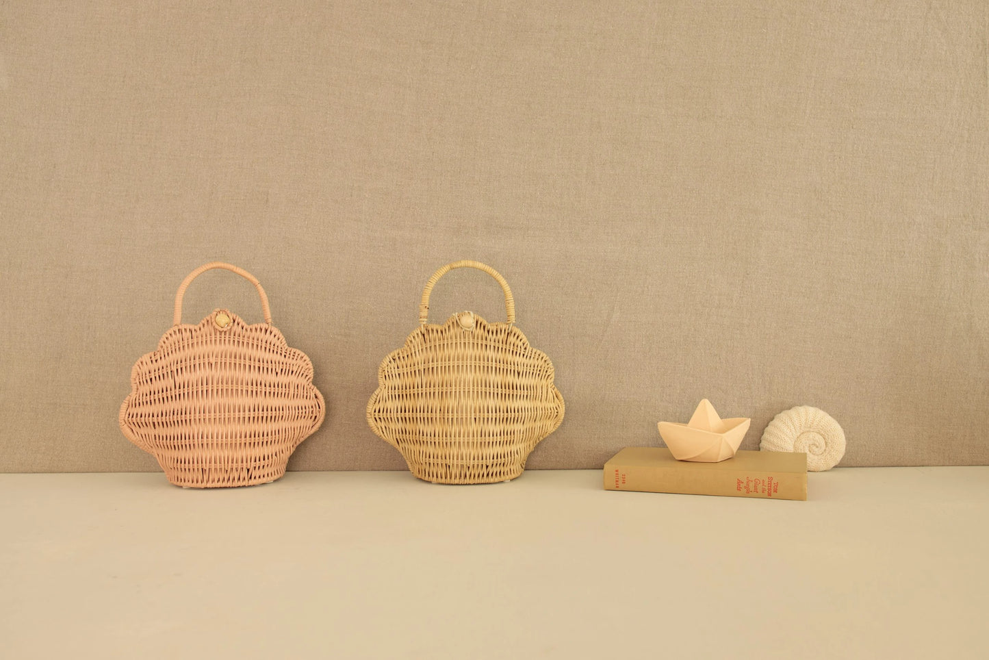 Rattan shell bag – Rose