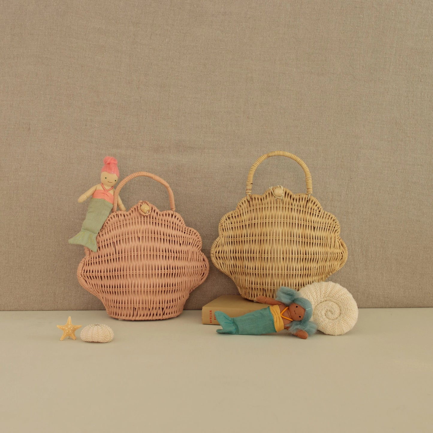 Rattan shell bag – Rose