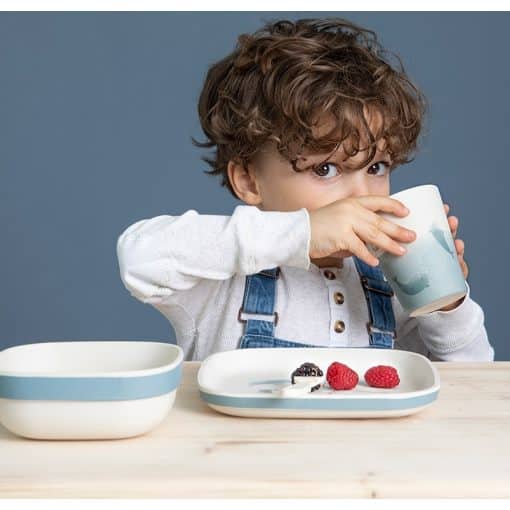 Bamboo kids tableware set blue