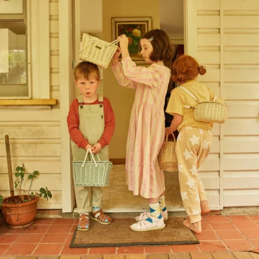 Piki Rattan Basket – Vintage Blue