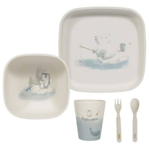 Bamboo kids tableware set blue