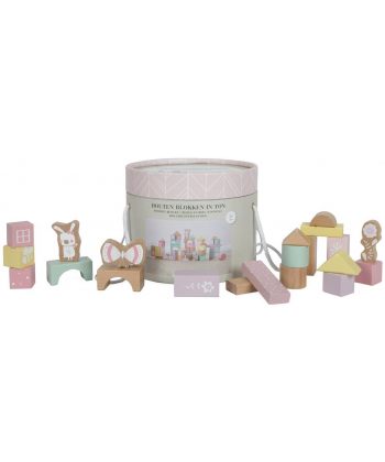 Building blocks in bucket pink-Wooden Toys-Little Dutch-jellyfishkids.com.cy