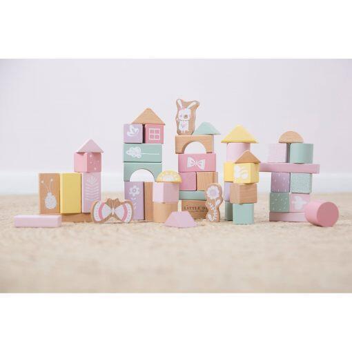 Строительные блоки в ведре розового цвета-Деревянные игрушки-Маленькие голландцы-jellyfishkids.com.cy