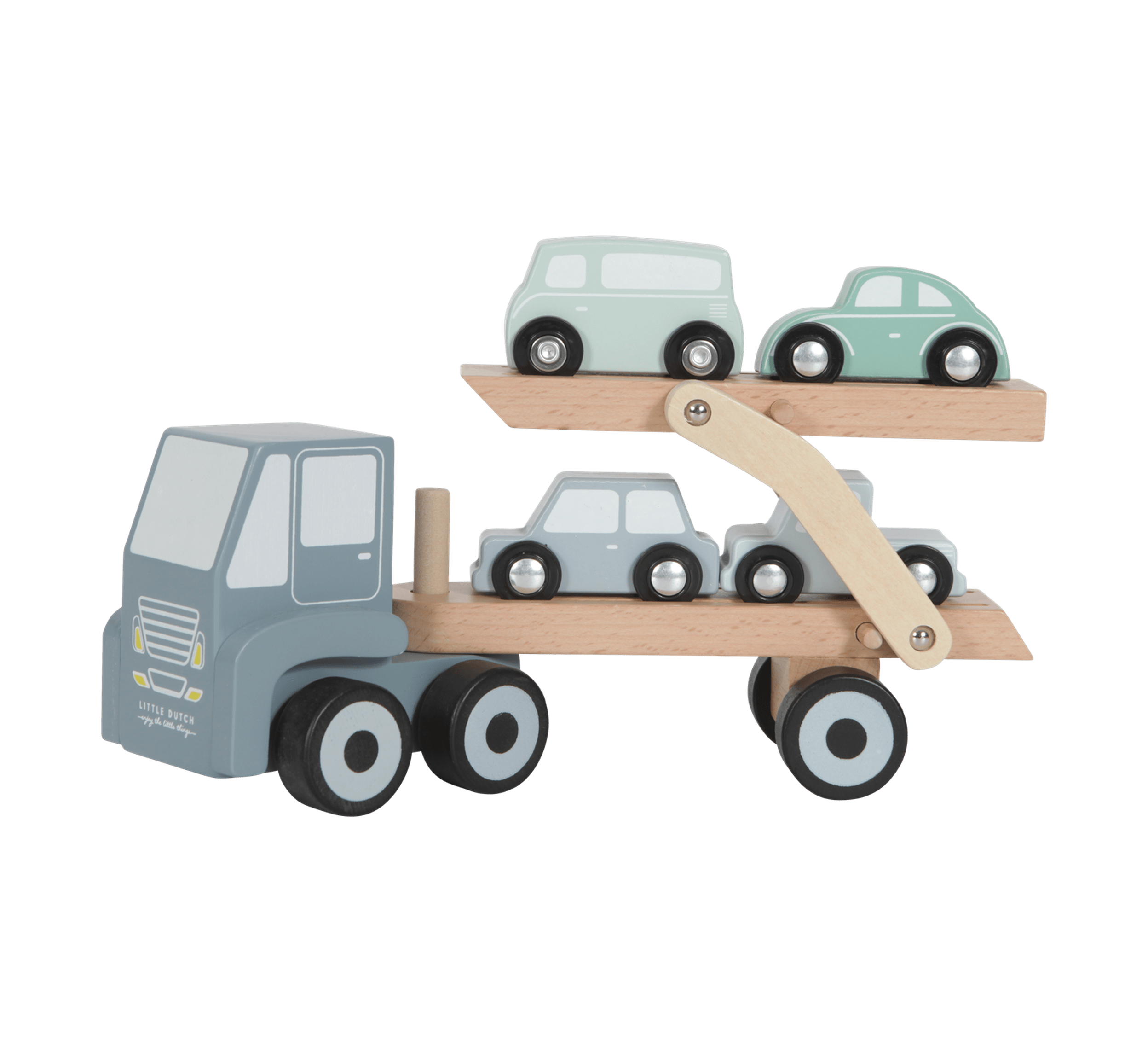 Деревянный транспортный грузовик с машинками-Деревянные игрушки-Little Dutch-jellyfishkids.com.cy